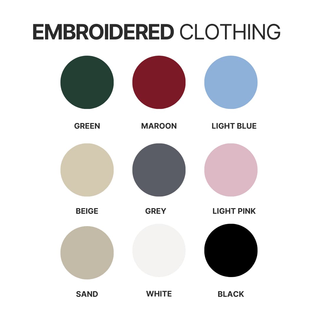 Embroidered clothing color chart - Dandadan Merch