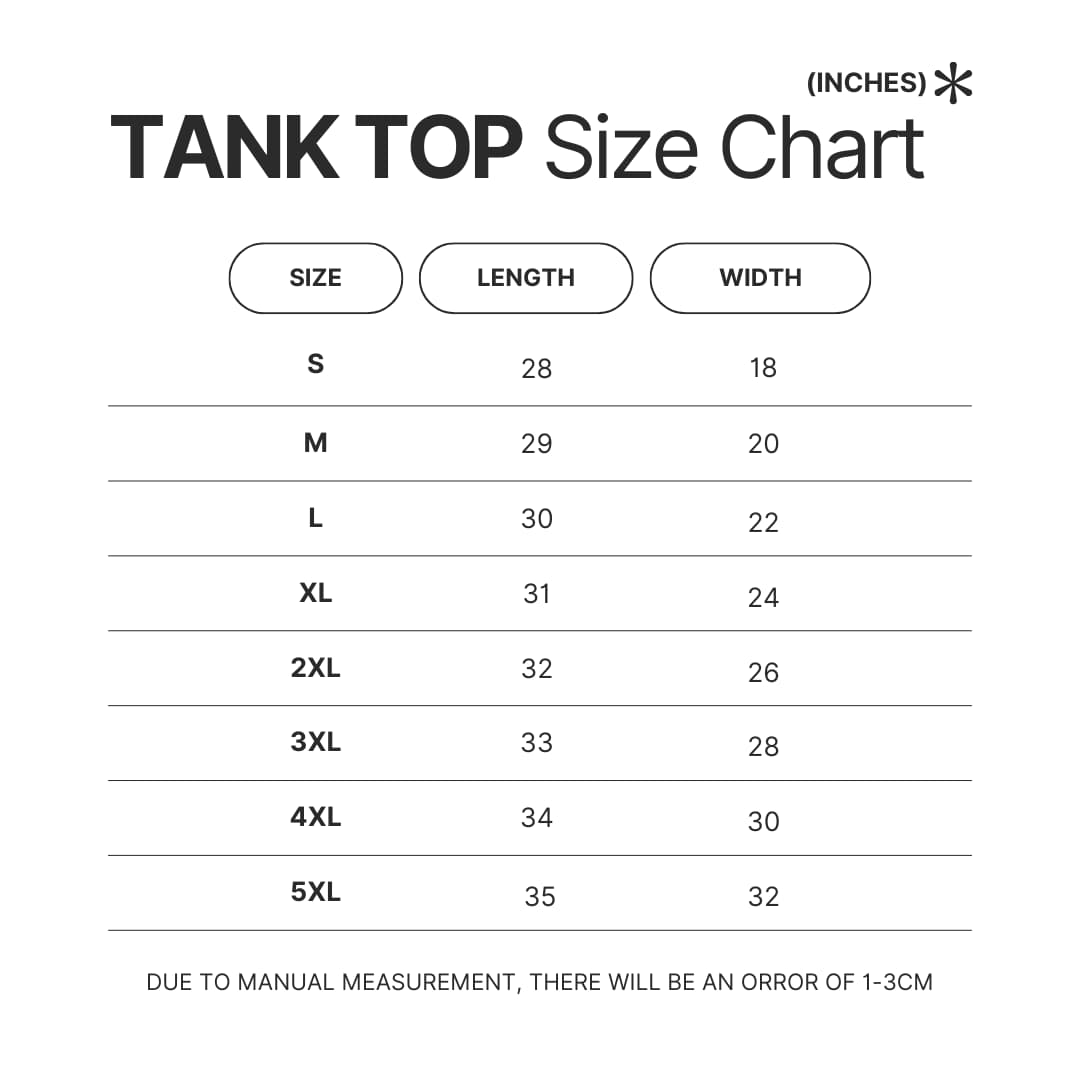 Tank Top Size Chart - Dandadan Merch