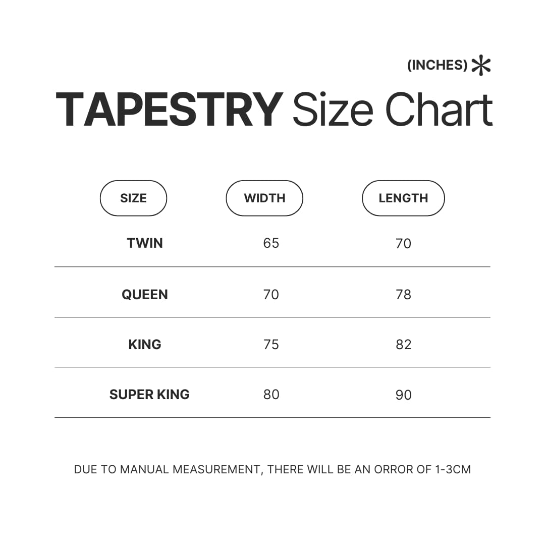 Tapestry Size Chart - Dandadan Merch