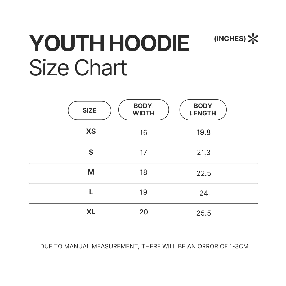 Youth Hoodie Size Chart - Dandadan Merch