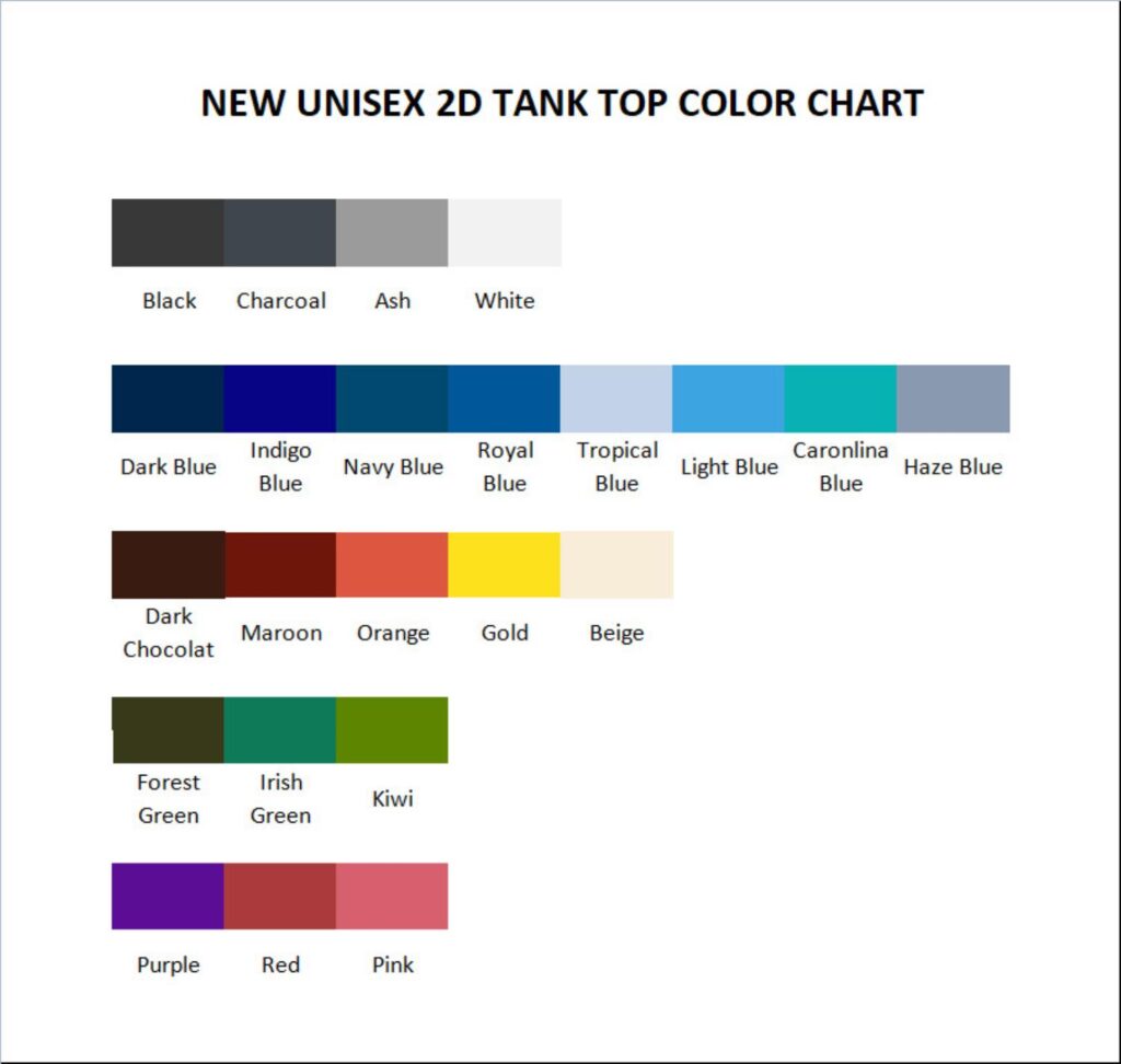 tank top color chart 1 - Dandadan Merch